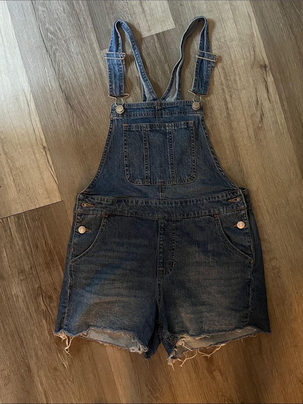 No Boundaries Blue Denim Short Overalls